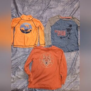Skin Kids Long Sleeve Tees - Orange and Blue